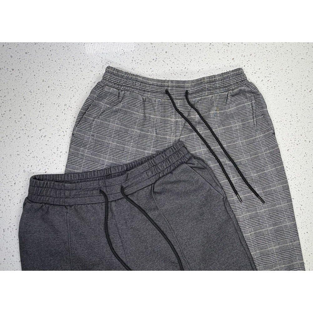 2pc Bundle A New Day Women's S Gray + Black Plaid Solid Elastic Waist Drawstring